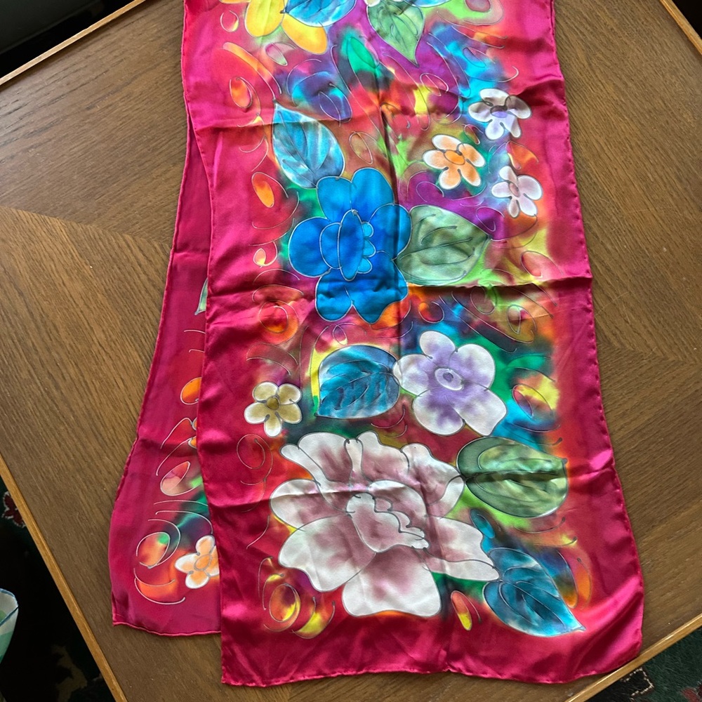 Vibrant Floral 100% Silk Scarf